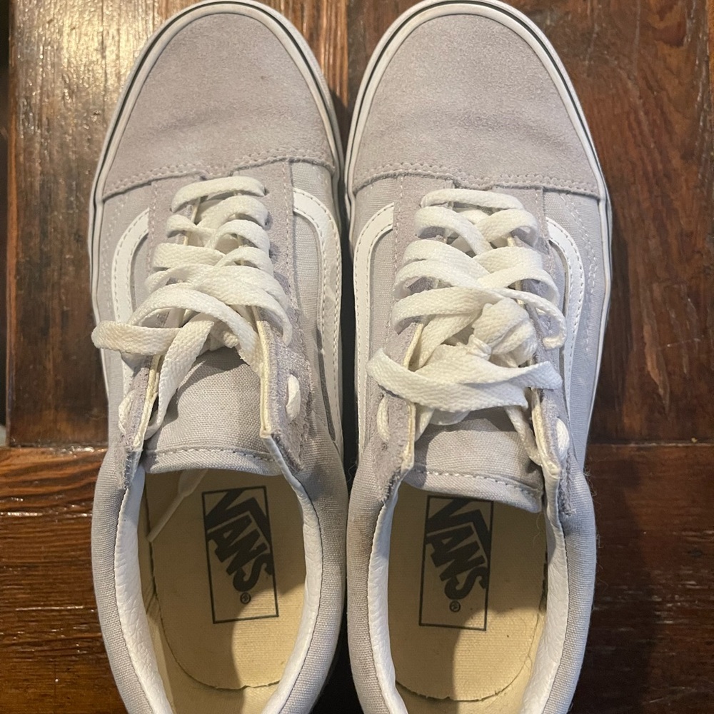 Tie up vans sneaker, light gray. Hardly ever worn, still in great condition